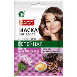 Фитокосметик Народные рецепты Маска для волос Репейная с какао и яичным желтком против выпадения 30мл