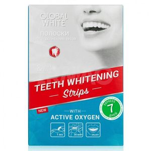 Global white Отбеливающие полоски для зубов Активный кислород 7дней