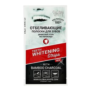 Global white Полоски для отбеливания зубов TEETH WHITENING Strips 7 ДНЕЙ уголь