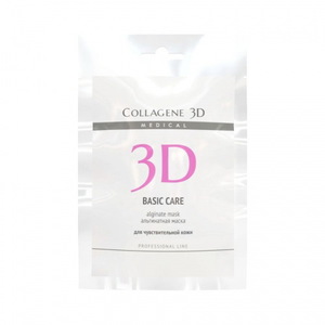 Коллаген 3Д BASIC CARE Альгинатная маска для лица и тела с розовой глиной 30 г