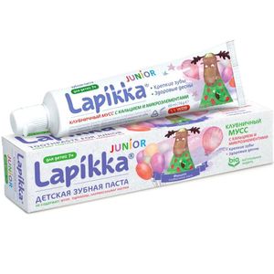 Lapikka Junior Зубная паста Клубничный мусс с кальцием и микроэлементами 74г