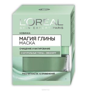 Loreal Маска для лица Магия глины Очищение и матирование 3 натуральная глины+эвкалипт 50 мл