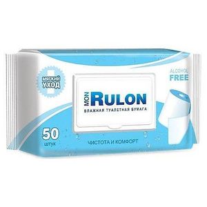 Mon Rulon  Влажная туалетная бумага c пластиковым клапаном 50шт