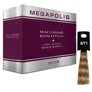 Ollin MEGAPOLIS 8/71 светло-русый коричнево-пепельный 50мл Безаммиачный масляный краситель для волос