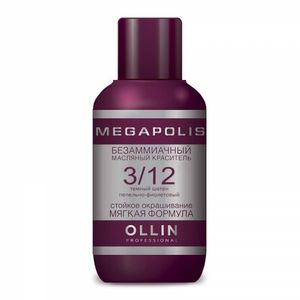 Ollin Megapolis Безаммиачный масляный краситель для волос 3/12 темный шатен пепельно-фиолетовый 50мл