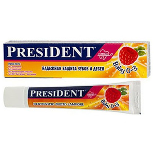Президент Baby зубная паста для малышей 0-3лет Малина без фтора 30мл N1 туба