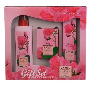 Rose of Bulgaria набор N2 розовая вода 230мл+мыло 100г+крем для рук 75мг