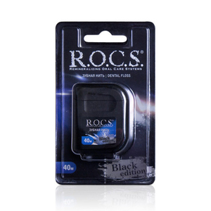 Рокс/Rocs Расширяющаяся зубная нить Black Edition, 40 м