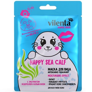 Vilenta animal mask маска для лица happy sea calf с экстрактом водорослей и белым мхом