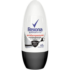 REXONA Роликовый антиперспирант Антибактериальная и Невидимая на черной и белой одежде