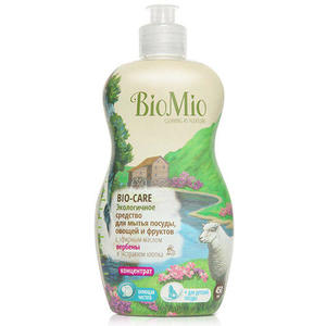 BioMio Средство для мытья посуды, овощей и фруктов с эфирным маслом вербены, 450 мл (BioMio, Посуда)