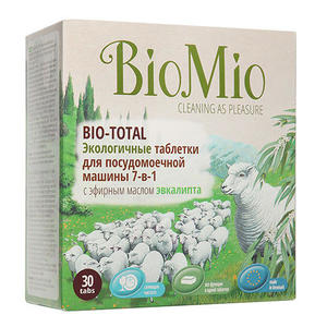 BioMio Таблетки для посудомоечной машины с эфирным маслом Эвкалипта, 30 шт (BioMio, Посуда)