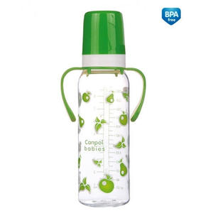 Canpol Бутылочка тритановая (BPA 0%) с ручками с силиконовой соской, 250 мл. 12+, 1 шт. (Canpol, Бутылочки)