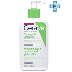 CeraVe Увлажняющий очищающий крем-гель для нормальной и сухой кожи лица и тела детей и взрослых 236 мл (CeraVe, Очищение кожи)