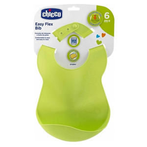 Chicco Нагрудник силиконовый Flex, 6+ зеленый, 1 шт (Chicco, Аксессуары)