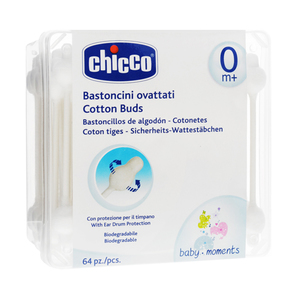Chicco Палочки ватные с ограничителем 64 шт (Chicco, Гигиена малыша)