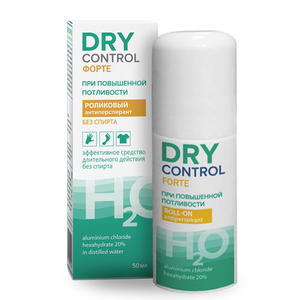Dry Control Форте без спирта ролик от обильного потоотделения 20%, 50 мл (Dry Control)