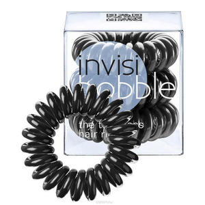 Invisibobble Резинка-браслет для волос True Black (с подвесом) черный 3 шт. (Invisibobble, Original)