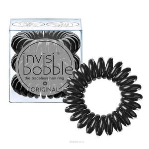 Invisibobble Резинка-браслет для волос True Black (с подвесом) черный 3 шт. (Invisibobble, Power)