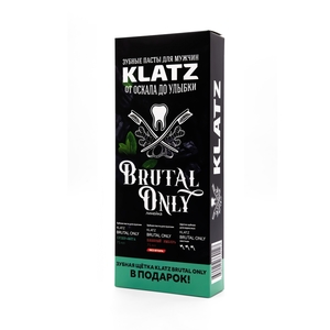 Klatz Набор: Зубная паста Супер-мята 75 мл + Зубная паста Бешеный имбирь 75 мл + Зубная щетка жесткая 1 шт. (Klatz, Brutal only)