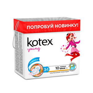 Kotex Young Ультратонкие прокладки для молодых девушек 10 шт (Kotex, Янг)