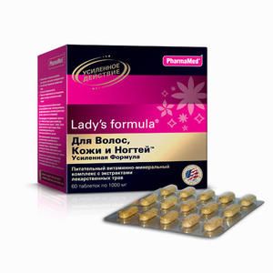 Lady's Formula "Для волос кожи и ногтей усиленная формула " таблетки 1,0 г №60 (Lady's Formula, Улучшение состояния кожи, волос и ногтей)