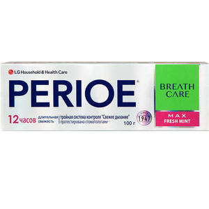 Perioe Зубная паста с тройной системой контроля свежего дыхания "breath care" максимально свежая мята 100 г (Perioe, Зубные пасты)