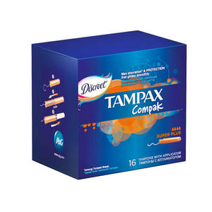 Tampax Компак Тампоны с аппликатором супер плюс по 16 шт (Tampax, Compak)