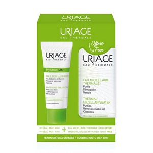 Uriage Набор: Матирующий уход Исеак для лица, 40 мл+Очищающая мицеллярная вода, 100 мл (Uriage, Hyseac)