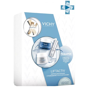 Vichy Набор Лифтактив Супрем: Крем для нормальной кожи 50 мл + Ночной крем 50 мл + Сыворотка для контура глаз 15 мл (Vichy, Liftactiv)