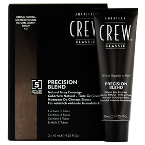 AMERICAN CREW 4/5 краска для седых волос, средний натуральный, для мужчин / Precision Blend 3*40 мл