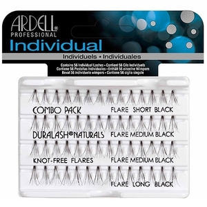 ARDELL Пучки ресниц безузелковые комбинированные, черные / Duralash Naturals Knot-Free Flairs Combo Pack Black