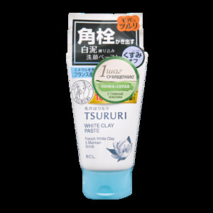 BCL Пенка-скраб для глубокого очищения кожи с французской белой глиной и японским маннаном / TSURURI 120 г