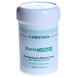 CHRISTINA Крем увлажняющий с плацентой, энзимами, коллагеном и эластином для жирной кожи / Elastin Collagen 250 мл