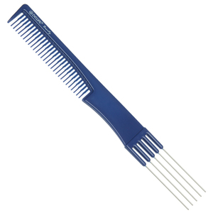 DEWAL BEAUTY Расческа для начеса, с металлическими зубцами, синяя 19 см