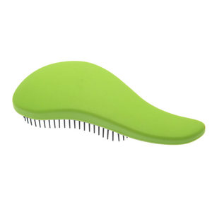 DEWAL BEAUTY Щетка массажная для легкого расчесывания волос, мини, с ручкой, цвет зелено-черный