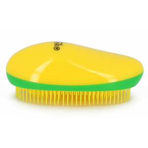 DEWAL BEAUTY Щетка массажная для легкого расчесывания волос, овальная, цвет желто-зелено-желтый