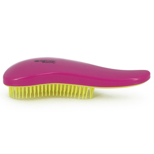 DEWAL BEAUTY Щетка массажная для легкого расчесывания волос, мини, с ручкой, цвет розово-желтый