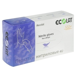 ECOLAT Перчатки нитриловые, фиолетовые, размер L / 4U EcoLat 100 шт
