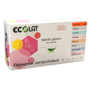 ECOLAT Перчатки нитриловые, красные, размер L / Red EcoLat 100 шт