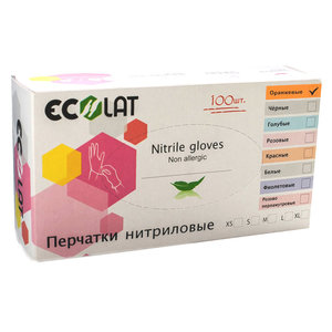 ECOLAT Перчатки нитриловые, оранжевые, размер L / Orange EcoLat 100 шт