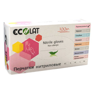 ECOLAT Перчатки нитриловые, розовые перламутровые, размер L / EcoLat 100 шт