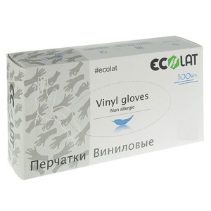 ECOLAT Перчатки виниловые, прозрачные, размер L / EcoLat 100 шт