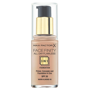 MAX FACTOR Основа тональная 45 / Facefinity All Day Flawless 3-in-1 warm almond