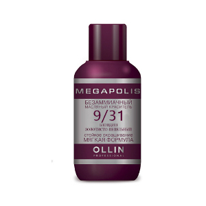 OLLIN PROFESSIONAL 9/31 краситель масляный безаммиачный для волос, блондин золотисто-пепельный / MEGAPOLIS 50 мл