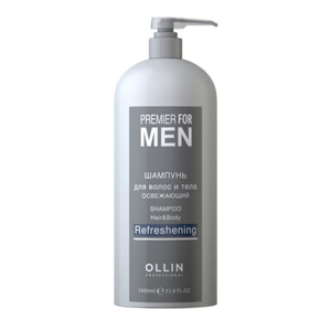 OLLIN PROFESSIONAL Шампунь освежающий для волос и тела, для мужчин / Shampoo Hair & Body Refreshening PREMIER FOR MEN 1000 мл