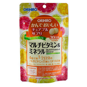 ORIHIRO Мультивитамины и минералы со вкусом тропических фруктов, таблетки 120 шт
