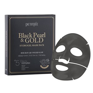 PETITFEE Маска гидрогелевая с черным жемчугом и золотом для лица / Hydrogel Mask Pack 5 шт