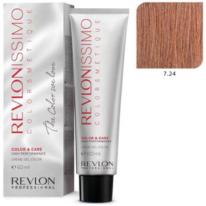 REVLON PROFESSIONAL 7.24 краска для волос, блондин переливающийся-медный / RP REVLONISSIMO COLORSMETIQUE 60 мл