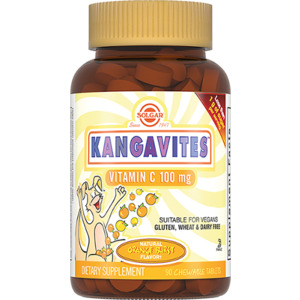 SOLGAR Кангавитес с витамином С со вкусом апельсина для детей, таблетки 100 мг № 90